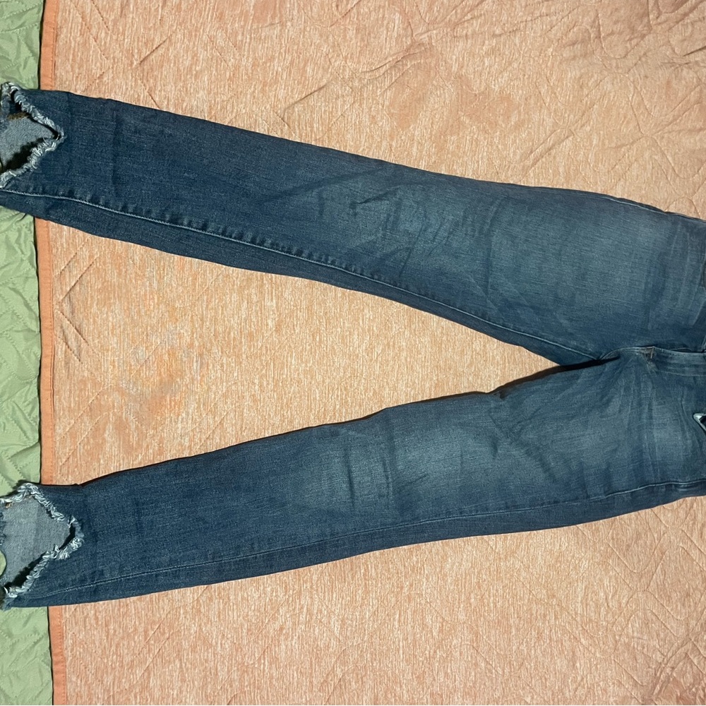 Frame Denim High Skinny Jeans - Dark Blue Denim